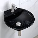 Plantex Ceramic Wall Hung Wash Basin/Wall Mount Basin for Bathroom/Washbasin Sink for Home/Office/Restaurant (Black - 15 x 15 x 5 Inch)