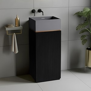 plantex acrylic resin amp quartz matt pedestal basin for bathroomone piece pedestal free standing square wash basin for living roomhotel grey amp black