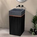 Plantex Acrylic Resin &amp; Quartz Matt Pedestal Basin For Bathroom/One Piece Pedestal Free Standing Square Wash Basin For Living Room/Hotel (Grey &amp; Black)