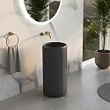 Plantex Matt Acrylic Resin &amp; Quartz Pedestal Basin For Bathroom/One Piece Pedestal Free Standing Round Wash Basin For Living Room/Hotel (Grey)