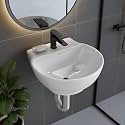 Plantex Ceramic Wash Basin/Basin for Bathroom/Washbasin with 10 Years Glaze Warranty by Plantex/Bathroom Sink for Hotel, Living Room (Glossy White/Rosy - 12 x 12.5 x 5 Inch)