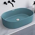 Plantex Ceramic Wash Basin for Bathroom/Oval Counter Top Basin/Tabletop Wash Basin for Home/Office (Harmony Blue - 22 x 14 x 6 Inch)