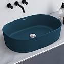 Plantex Ceramic Wash Basin for Bathroom/Oval Counter Top Basin/Tabletop Wash Basin for Home/Office(Pine Blue - 22x14x6 inch)