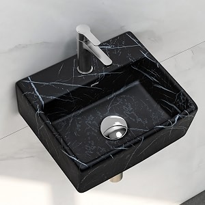 plantex ceramic wall hung wash basin for bathroomsquare tabletop basinbathroom hand wash sinkwall mount washbasin for restauranthotel black- 13x115x5 inch