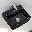 Plantex Ceramic Wall Hung Wash Basin for Bathroom/Square Tabletop Basin/Bathroom Hand Wash Sink/Wall Mount Washbasin for Restaurant/Hotel (Black- 13x11.5x5 Inch)