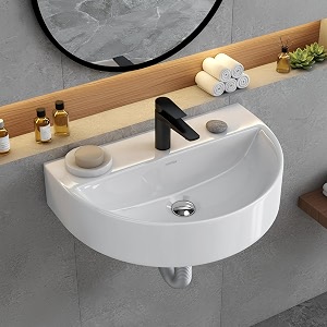 plantex ceramic wall mount wash basin for bathroomwall hung basinbathroom sink with 10 years glaze warranty by plantexwashbasin for restaurant hotel glossy white - mark -17 x 12 x 4 inch