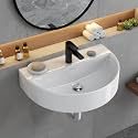 Plantex Ceramic Wall Mount Wash Basin for Bathroom/Wall Hung Basin/Bathroom Sink with 10 Years Glaze Warranty by Plantex//Washbasin for Restaurant, Hotel (Glossy White - Mark -17 x 12 x 4 Inch)