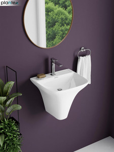 plantex ceramic wash basinone piece wash basin for bathroomwall mount basin for home wall hung basin white