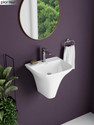 Plantex Ceramic Wash Basin/One Piece Wash Basin for Bathroom/Wall Mount Basin for Home Wall Hung Basin (White)