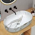 Plantex Ceramic Wash Basin/Oval Tabletop Basin for Bathroom/Washbasin Sink for Home/Office (Glossy White - 21 x 14 x 6 Inch)