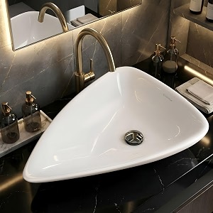 plantex ceramic wash basintriangle basin with 10 years glaze warranty by plantextabletop wash basin for bathroomhomeofficehotel - white - 255 x 185 x 5 inch