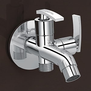 plantex col-1007 pure brass 2 in 1 tap for washing machine with water saving aerator 2-way bib cock for bathroom with brass wall flange amp teflon tape mirror-chrome finish
