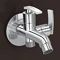Plantex COL-1007 Pure Brass 2 in 1 Tap for Washing Machine with Water Saving Aerator /2-Way Bib Cock for Bathroom with Brass Wall Flange &amp; Teflon Tape (Mirror-Chrome Finish)