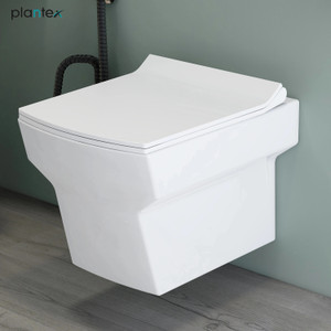 plantex commode for toiletceramic western commoderim wall hung commode with soft closing toilet seat - p trap outlet - aps-11002 western commode white