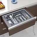 Plantex PVC Cutlery Organizer for Kitchen Drawer/Cutlery Tray Organizer/Modular Kitchen Accessories – Grey (28.5 x 18.5 Inch)