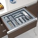Plantex PVC Cutlery Tray for Kitchen Drawer/Spoon Organiser/Cutlery Cosmetic Stationery Organizer/Modular Kitchen Accessories – Grey (25 x 18.5 Inch)