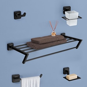 plantex decan 304 grade stainless steel towel rack for bathroomsoap holdernapkin ringtumbler holderrobe hookbathroom accessories - black