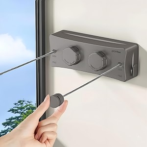 plantex retractable double row clotheslineindoor - outdoor clotheslinelockable cloths line - approx 51 meter 1673 ft - 20 kg capacity grey