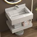 Plantex Slab Tile Vanity/Floating Vanity with Washbasin for Bathroom/Wall Mount Cabinet with Basin - (24 x 18 inch, ED-07 - Marble)