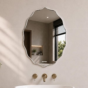 plantex frameless oval mirror for wallmirror with beveled smooth edgesmirror for bathroomdressing roomliving roombedroomentryway - 15 x 18 inch
