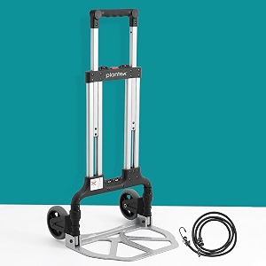 plantex heavy duty aluminum platform trolley for homehand truck with black bungee cords for moving boxutility cart for luggage movingmultipurpose use warehouseinustrial silver and black