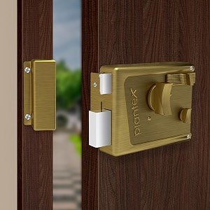 plantex heavy duty night latch door lock with key amp knob for main doorinside opening for homehoteloffice - pack of 1 brass antique