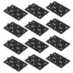 plantex heavy duty stainless steel door butt hinges 3 inch x 16 gauge15 mm thickness black powder coated homeofficehotel for main doorwoodenbedroomkitchenwindowkabja - pack of 12 black