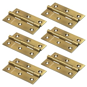 plantex heavy duty door hingesstainless steel door butt 3 inch x 16 gauge15 mm thickness homeofficehotelhinges for main doorcabinetwardrobesoft movement hinges- pack of 6 brass antique