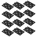 Plantex Heavy Duty Stainless Steel Door Butt Hinges 3 inch x 16 Gauge/1.5 mm Thickness Black Powder Coated Home/Office/Hotel for Main Door/Wooden/Bedroom/Kitchen/Window/Kabja - Pack of 12 (Black)
