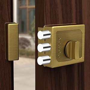 plantex heavy duty tri bolt keypad lock with key amp knob for main doorsuitable on single door for homeofficehotel brass antique