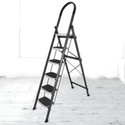Plantex High-Grade Heavy Folding for Home - 6 Wide Anti-Skid Steps (Gray & White) Steel Ladder
