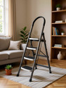 Plantex High-GradeHeavySteel Folding4StepLadderforHome-4WideAnti-SkidSteps(Gray & White) Steel Ladder