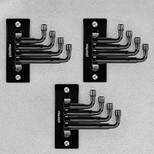 plantex hook for wallstainless steel flexible hookhanging hook for bathroomclothes hanger - pack of 3 black