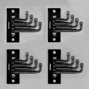 plantex hook for wallstainless steel flexible hookhanging hook for bathroomclothes hanger - pack of 4 black