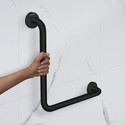 Plantex L-Shaped Grab Bar for Bathroom/Wall Mounted Safety Hand Support Rail (APS-1044) Shower Grab Bar (Black Powder Coated 35 cm)