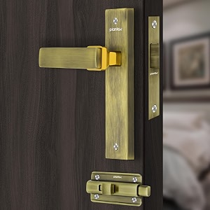 plantex heavy duty door lock  bathroom door lockmortise 8inch keyless plate handle set for homebathroomstore roombalconyoffice with baby latch 8116 brass antique amp pvd gold