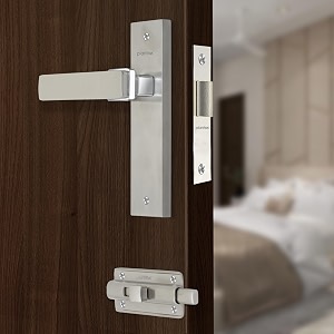 plantex heavy duty door lock  bathroom door lockmortise 8inch keyless plate handle set for homebathroomstore roombalconyoffice with baby latch 8116 satin steel and chrome