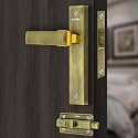 Plantex Heavy Duty Door Lock – Bathroom Door Lock/Mortise 8inch Keyless Plate Handle Set for Home/Bathroom/Store Room/Balcony/Office with Baby Latch (8116, Brass Antique & PVD Gold)