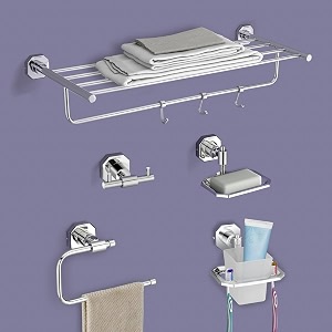 plantex nipron 304 grade stainless steel towel rack for bathroomsoap holdernapkin ringtumbler holderrobe hookbathroom accessories - chrome
