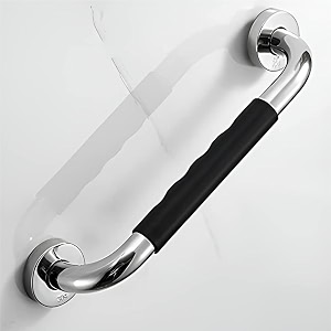 plantex 13 inch 304 stainless steel grab bar for toilet with gripanti-slip handle for bathroom support - pack of 1 chrome amp black