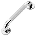 Plantex 13 Inch 304 Stainless Steel Grab Bar for Toilet with Grip/Anti-Slip Handle for Bathroom Support - Pack of 1 (Chrome &amp; Black)