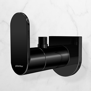 plantex pure brass single lever angle valve for bathroom with brass wall flange and teflon tapeangle cocke for bathroom-7 year warranty by plantex- orn-205-pvd black