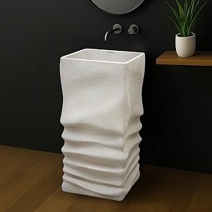 plantex pedestal matt wash basinacrylic resin amp quartz free standing wash basinsquare basin for bathroomhomeoffice - 10040 beige