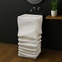 Plantex Pedestal Matt Wash Basin/Acrylic Resin &amp; Quartz Free Standing Wash Basin/Square Basin for Bathroom/Home/Office - (10040, Beige)