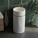 Plantex Pedestal Matt Wash Basin/Acrylic Resin &amp; Quartz Free Standing Wash Basin/Round Basin for Bathroom/Home/Office/Restaurant - (1056, White)