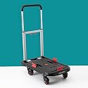 Plantex Platfom Trolley/Heavy Duty Hand Truck/Trolley for Goods Carrying with Foldable Guared Wheels/Utility Cart for Luggage Moving - (Red &amp; Black)