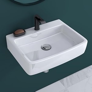 plantex platinum ceramic rectangular wall hung basinwashbasin for bathroomwall mounted wash basinsink for living room with 10 years glaze warranty by plantexglossy white - 20 x 15 x 8 inch
