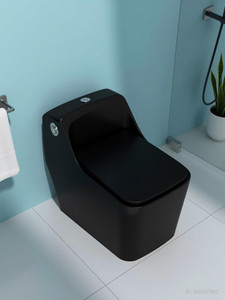 plantex platinum ceramic rimless western toilet one piece water closetcommode with soft close toilet seat - s trap outlet western commode black