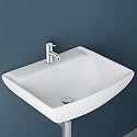 Plantex Ceramic Basin with Stainless Steel Pillar Cock/Wall Hung Basin/Deck Mount Tap/Basin for Bathroom - (Plano - Combo)