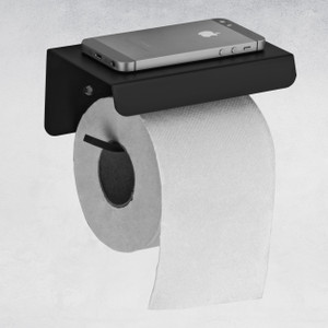 plantex platinum stainless steel 304 grade toilet paper holder with mobile phone stand - bathroom accessories matt black stainless steel toilet paper holder